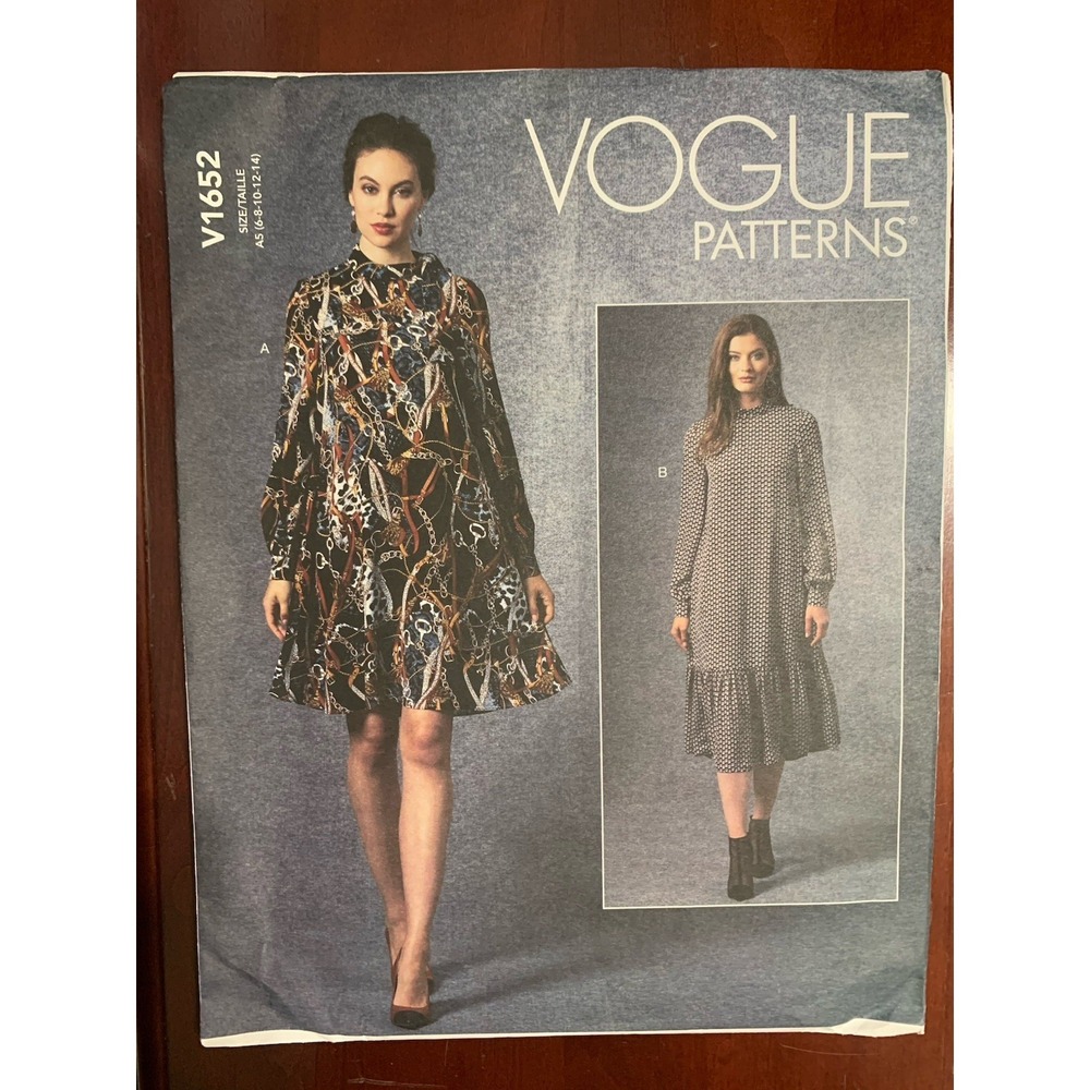 Vogue V1652 Misses 6 to 14 Loose Fit Pullover Dress Easy  UNCUT Sewing Pattern